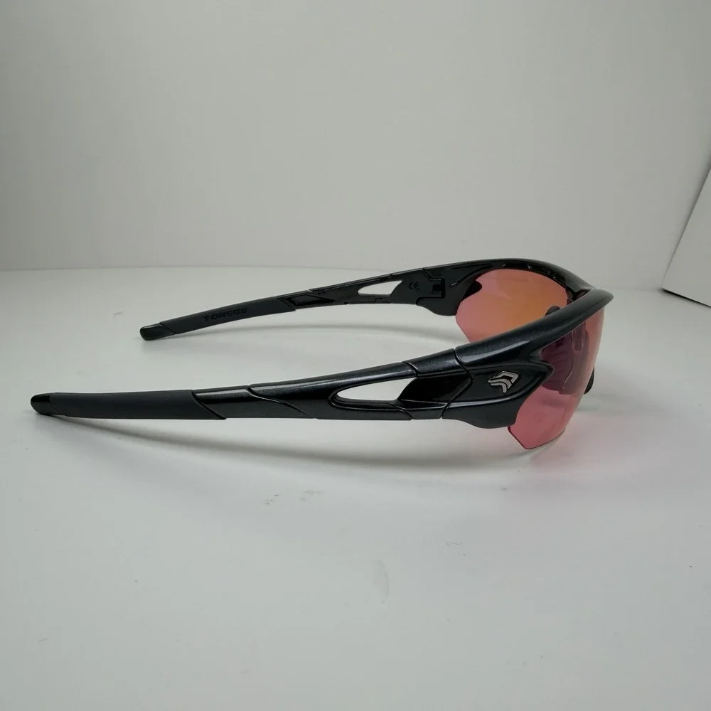 Torege TR002 Clock Stoppers Cycling Sunglasses Black Pink Orange Mirror Lens Pro